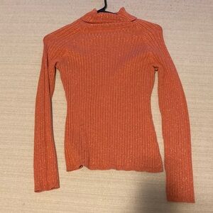 Source Unknown Orange Ribbed Turtleneck Sweater